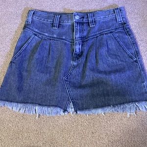 We the free Black denim distressed skirt